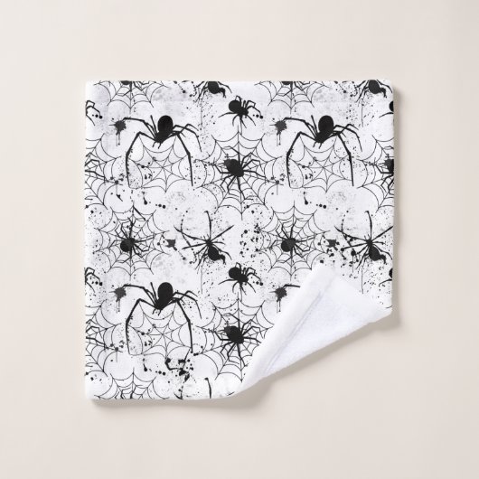 Spinnenweb Patroon Halloween Bad Handdoek (Wasdoekje)
