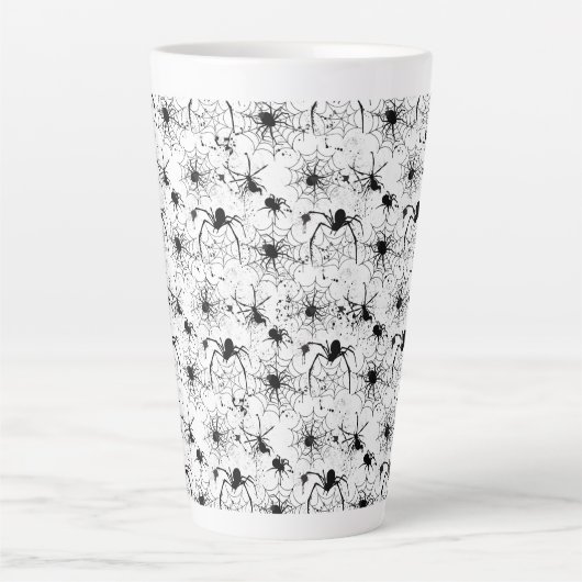 Spinnenweb Patroon Halloween  Latte Mok (Voorkant)