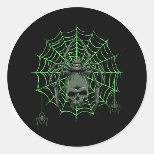 Spinnenweb schedel Horror Halloween kostuum Spider Ronde Sticker