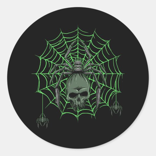 Spinnenweb schedel Horror Halloween kostuum Spider Ronde Sticker (Voorkant)