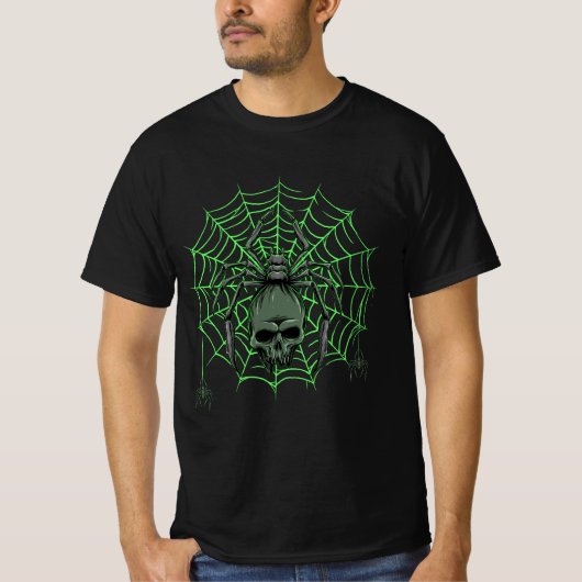 Spinnenweb schedel Horror Halloween kostuum Spider T-shirt (Voorkant)