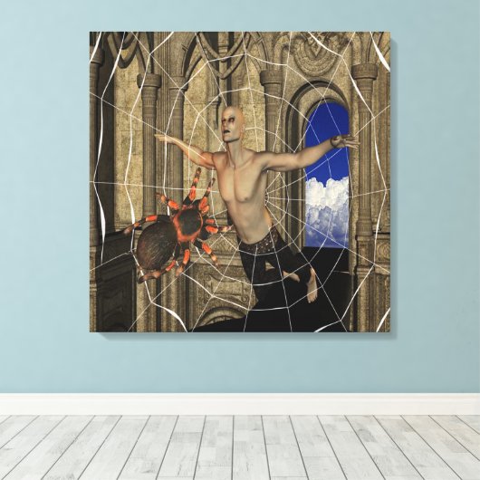 Spinnenweb van vampier canvas afdruk (Insitu (Houten vloer))