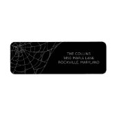 Spinnenweb Zwart en Wit Halloween Retouradres Etiket (Voorkant)