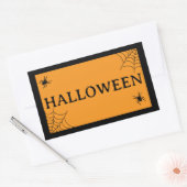 Spinnenweb Zwart Oranje Halloween Woord Rechthoekige Sticker (Envelop)