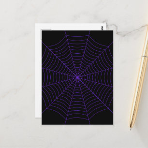 Spinnenweb zwart paars Halloween patroon Briefkaart