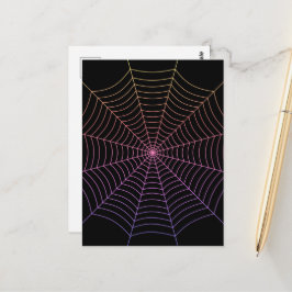 Spinnenweb zwart paars oranje Halloween patroon Briefkaart