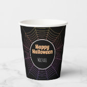 Spinnenweb zwart paarse sinaasappel Halloween Jouw Papieren Bekers (Voorkant)
