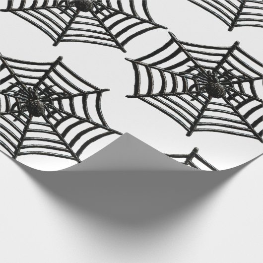 SPINNENWEB ZWART-WIT HALLOWEEN CADEAUVERPAKKING CADEAUPAPIER (Hoek)