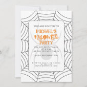 Spinnenweb zwart wit Halloween feest Kaart (Voorkant)