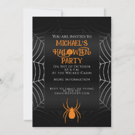 Spinnenweb zwart wit sinaasappel Halloween feest Kaart
