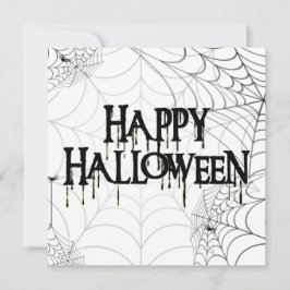 Spinnenwebben En Gelukkig Halloween Feestje Kaart