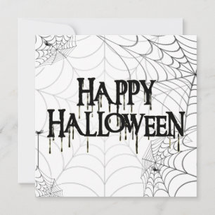 Spinnenwebben En Gelukkig Halloween Feestje Kaart