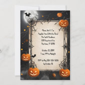 Spinnenwebben en Jack-O-Lanterns Halloween Kaart (Voorkant)