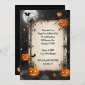 Spinnenwebben en Jack-O-Lanterns Halloween Kaart (Voorkant / Achterkant)