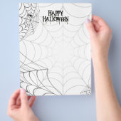 Spinnenwebben En Prettig Halloween Griezelige Teks Flyer (Hand)