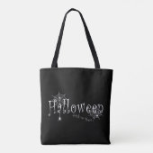 Spinnenwebben en spinnen over Halloween Tote Bag (Achterkant)