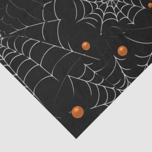 Spinnenwebben en Stippen Modern Zwart Halloween Tissuepapier (Detail)