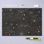 Spinnenwebben en Stippen Modern Zwart Halloween Tissuepapier (Craft)