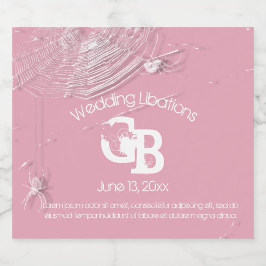 spinnenwebben en witte spinnen Libations Likeurfles Etiket (Enkel label)