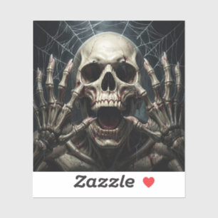Spinnenwebben, Schedel en Botten Griezelige Hallow Sticker