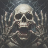 Spinnenwebben, Schedel en Botten Griezelige Hallow Sticker (Voorkant)