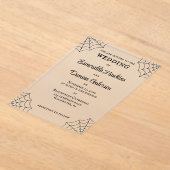 Spinnenwebben Zwart-Wit Gotische Bruiloft Acryl Uitnodigingen (Laagn)