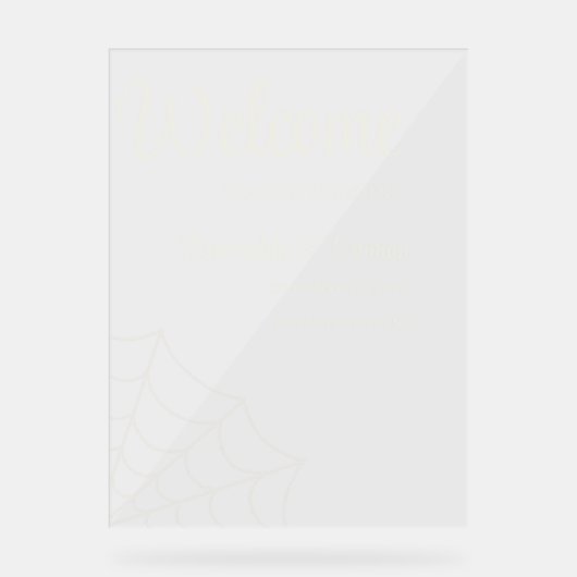 Spinnenwebs Gotische bruiloft Welkom Acryl Bord (Voorkant)