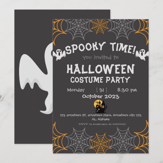 spinnenwebs Sinaasappel Spooky Adult Halloween Par Kaart (Voorkant / Achterkant)