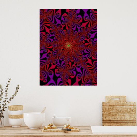Spinner in rood en Violet Poster (Keuken)