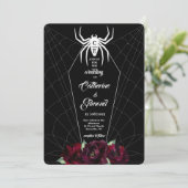 Spinneweb Kist Zwart Wit Hallowedding Kaart (Staand voorkant)