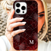 Spinneweb Monogram Donkerrood Case-Mate iPhone Case