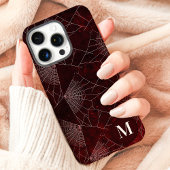 Spinneweb Monogram Donkerrood iPhone Hoesje