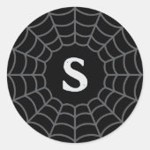 Spinneweb monogram initiaal Halloween zwart Ronde Sticker (Voorkant)