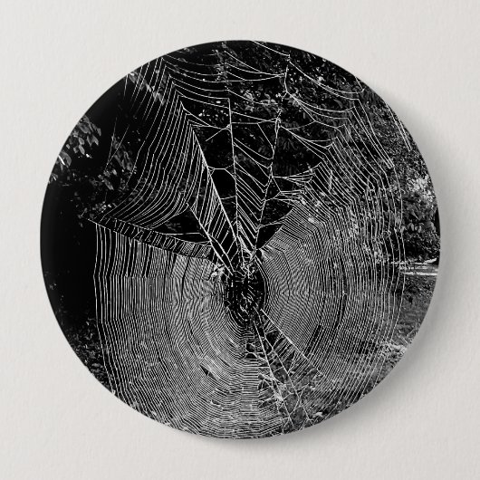 Spinneweb zwart-wit foto ronde button 4,0 cm (Voorkant)