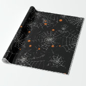 Spinnewebben en Stippen Modern Zwart Halloween Cadeaupapier (Uitgerold)