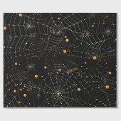 Spinnewebben en Stippen Modern Zwart Halloween Cadeaupapier (Vlak)