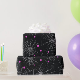 Spinnewebben en Stippen Modern Zwart Halloween Cadeaupapier