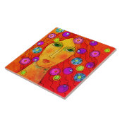 Spinning Abstract digitaal portret van een vrouw Tegeltje (Zijkant)