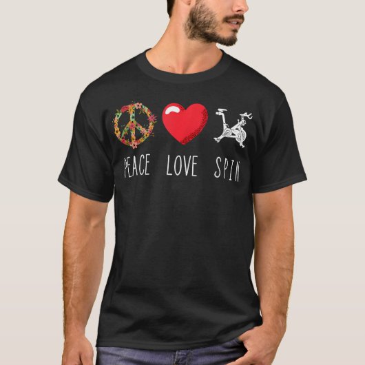 Spinning Class Workout Spin Love Peace Cycling Fit T-shirt (Voorkant)
