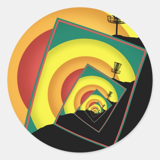 Spinning Disc Golfmanden 3 Ronde Sticker (Voorkant)