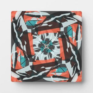 Spinning Tegel Design in Sinaasappel, zwart en Aqu Fotoplaat