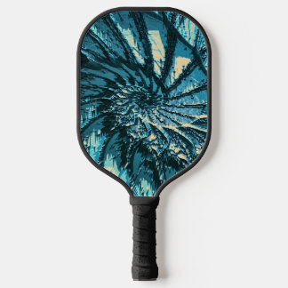 Spinning Turquoise Fractal Pickleball Paddle