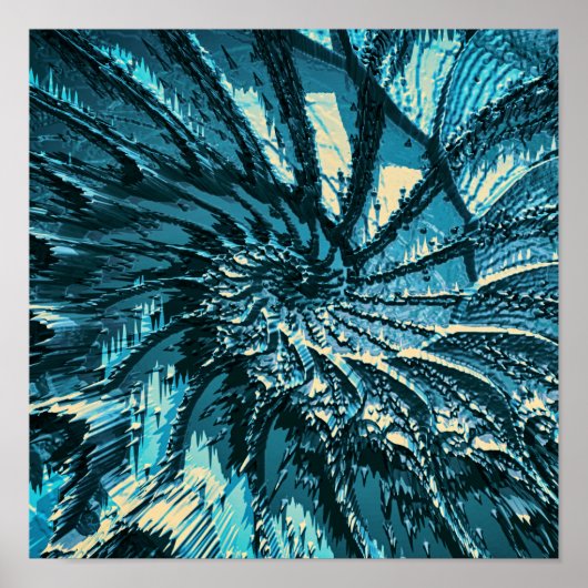 Spinning Turquoise Fractal Poster (Voorkant)