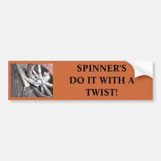 SPINNINGWIEL, SPINNER DOET HET MET EEN TWIST! BUMPERSTICKER (Voorkant)