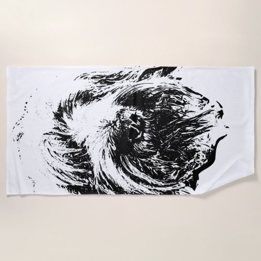 Spinone Beach Towel – Ink Dog Head Portrait Strandlaken (Voorkant)