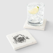 Spinone Dog Coaster – Black & White Ink Headshot Stenen Onderzetter (Zijkant)