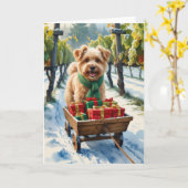 Spinone Italiano Dog Christmas Wenskaart Kaart (Gele Bloem)