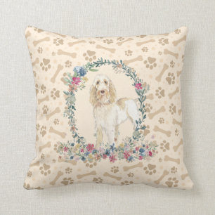 Spinone Italiano Dog Paw Print & Floral Cute Kussen