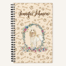 Spinone Italiano Dog Paw Print & Floral Cute Notitieboek