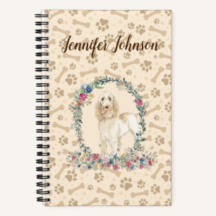 Spinone Italiano Dog Paw Print & Floral Cute Notitieboek
